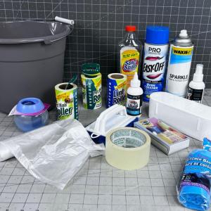 Photo of Bucket of Cleaning items plus pet clean up too