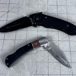 Photo of 2 Folding Knives, Black handles 