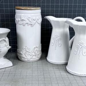 Photo of White & Delightsome Ceramic; Pitchers, Vase, Canister