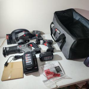 Photo of Porter Cable Cordless Tool lot w 2 Batteries & Charger w Bag
