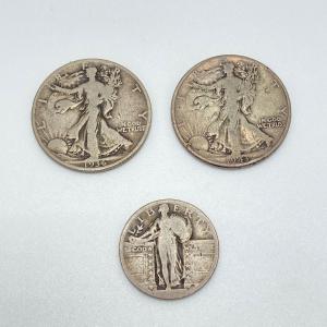 Photo of LOT 159: Three Silver Coins - Two Liberty Half Dollars and One Liberty Quarter (