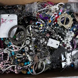 Photo of Tray of Costume Jewelry; Necklace and Earrings