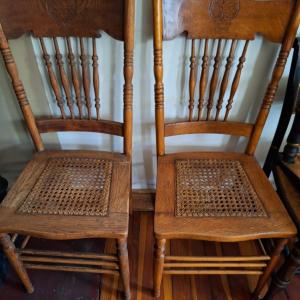 Photo of 2 wood chairs