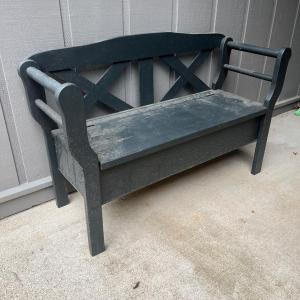 Photo of Black Wooden Bench With Storage (Y-MG)