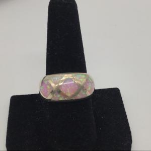 Photo of Large PINK OPAL SILVER RING