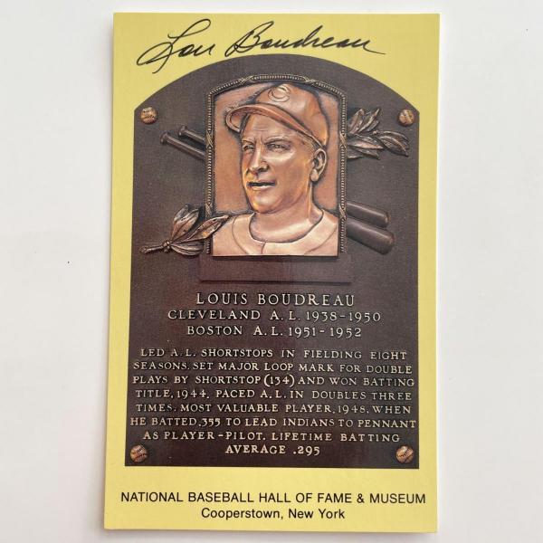 Lou Boudreau Signed Baseball Hall of Fame Plaque Postcard | snaplist