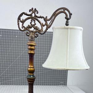 Photo of Antique Wood and Cast Brass Floor Lamp 