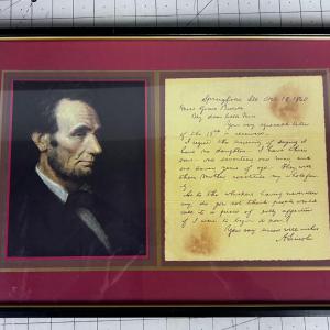 Photo of ABRAHAM LINCOLN With Facsimile  Letter 