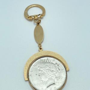 Photo of LOT 370: 1923 Silver Peace Dollar Coin with Gold Tone Key Chain