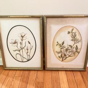 Photo of LOT 118: Pair of Signed Lois Framed Floral Wall Hangings