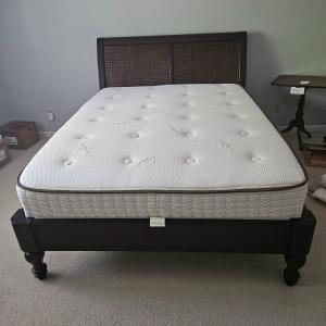 Photo of Queen Size Cane Sleigh Bed and Bedding (B1-DW)