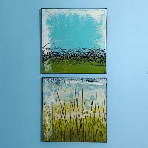 Photo of LOT 29: Original Signed Liz Williams Abstract Paintings "Blue Heaven" & "Windy D