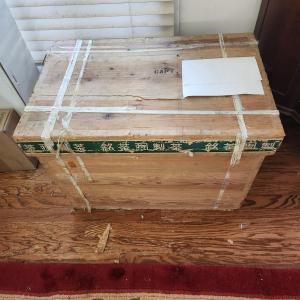 Photo of Vintage Metal Lined Japanese Tea Transport Shipping Crate Trunk