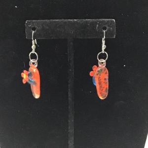 Photo of Orange flip flop art glass earrings