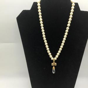 Photo of Costume jewelry, pearl necklace with crystal stone