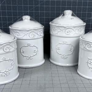 Photo of 4 NEW White Canister Set 