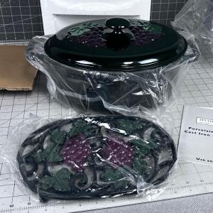 Photo of Technique Enamel Porcelain Cookware, NEW in the Box GRAPES and Leaves