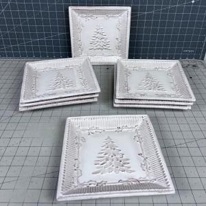 Photo of 8 NEW Tree Plates with Holly Berry  Trim 