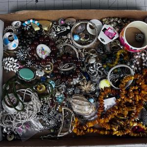 Photo of Mixed Lot of Jewelry  Earrings, Pins and Necklaces