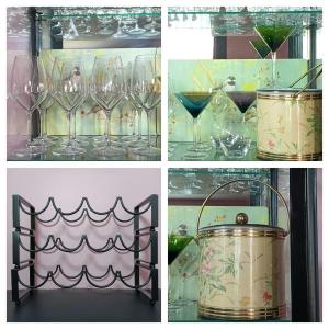 Photo of LOT 249: Bar Collection- Set of Wolfgang Puck Wine Glasses, MCM Martini Glasses,