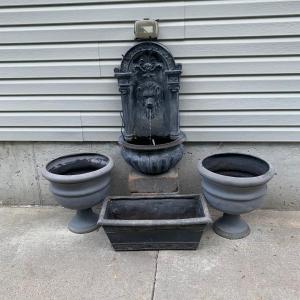 Photo of LOT 215: Outdoor Resin Working Fountain & Planters