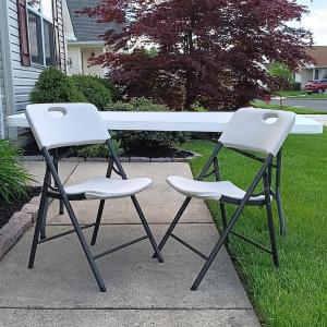 Photo of LOT 257: Lifetime Foldable Table and Chairs Set