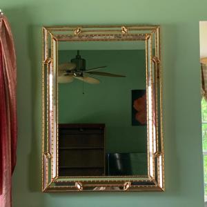 Photo of LOT 192: Gold Tone & Beveled Glass Wall Mirror