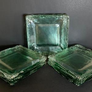 Photo of LOT 203: Heavy Art Glass Square Plates 10 3/4"sq. w/Textured Edge