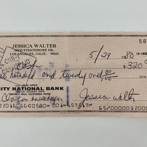 Photo of Jessica Walter signed check 