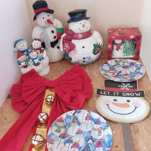 Photo of Snowman Christmas decorations - cookie jar - resin snowmen - plates and more