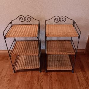 Photo of Two matching folds away wicker and metal stands