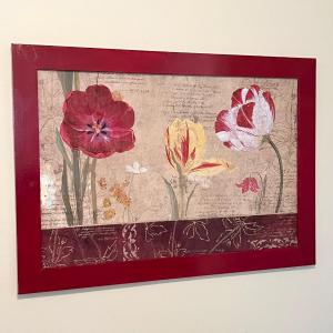 Photo of Floral Wall Decor With Red Painted Wood Frame