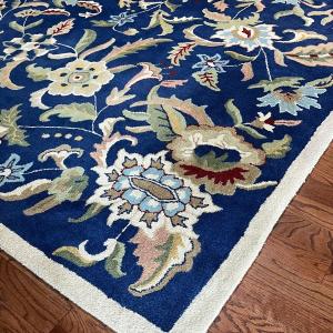 Photo of Large Blue Floral 80% Wool Area Rug