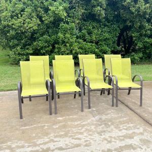 Photo of Set Eight (8) ~ Outdoor Stackable Metal Mesh Chairs ~ *Read Details
