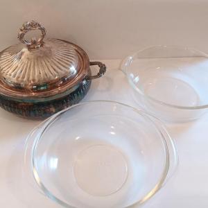 Photo of Antique Leonard Silverplate lidded dish with glass insert casserole dishes