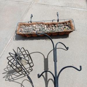 Photo of Metal fence mount flowerpot with electric patio light and muti-hooked garden she