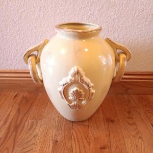 Photo of Decorative vintaged yellow 13" pottery accent vase