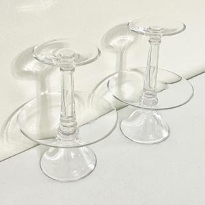 Photo of Pair (2) Tiered Glass Serving Stands