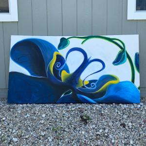 Photo of LOT 229: Large Floral Painting on Canvas