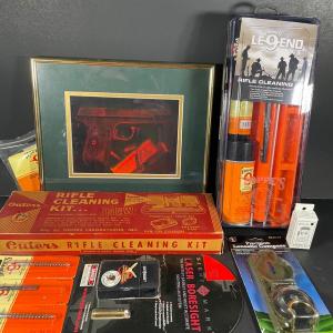 Photo of LOT 220: Rifle Cleaning Kit, Laser Boresight, Lensatic Compass, Artwork & More