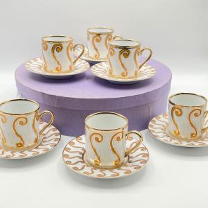 Photo of Fine Porcelain Espresso Cups & Saucers ~ Set Of Six (6)