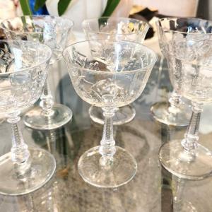 Photo of Lot #24 Set of 5 Crystal Champagne Glasses
