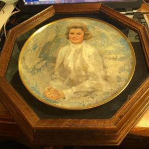 Photo of Princess Grace Collectors Plate in Custom Wooden Plate Hanger with Glass Shield 