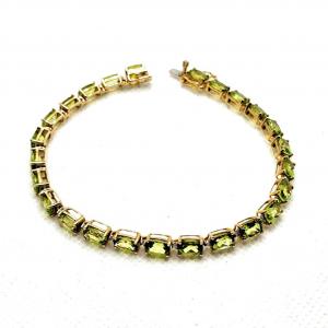 Photo of Gorgeous Oval Peridot & Diamond 10k Yellow Gold Tennis Bracelet