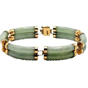 Photo of Double Fu Fuku Fortune Spring Jade & 14k Yellow Gold Bracelet