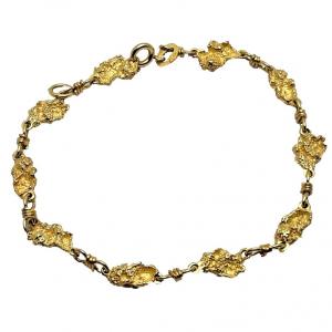 Photo of Solid 18K Yellow Gold & Natural Nugget Link Bracelet