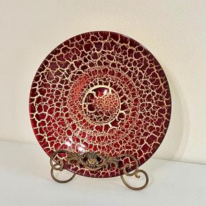 Photo of Glass Decor Plate With Red / Gold Foil Bottom
