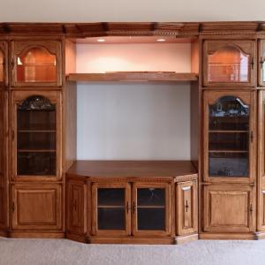 Photo of Large, beautiful Home Cinema Designs entertainment center with adjustable top sh