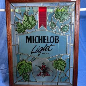 Photo of Rare Vintage Plastic Stained Glass Michelob Panel Wood Frame (2 of 2)