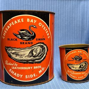 Photo of Vintage Oyster Cans - Gallon + Pint Black Swan ~ Shady Side, MD
